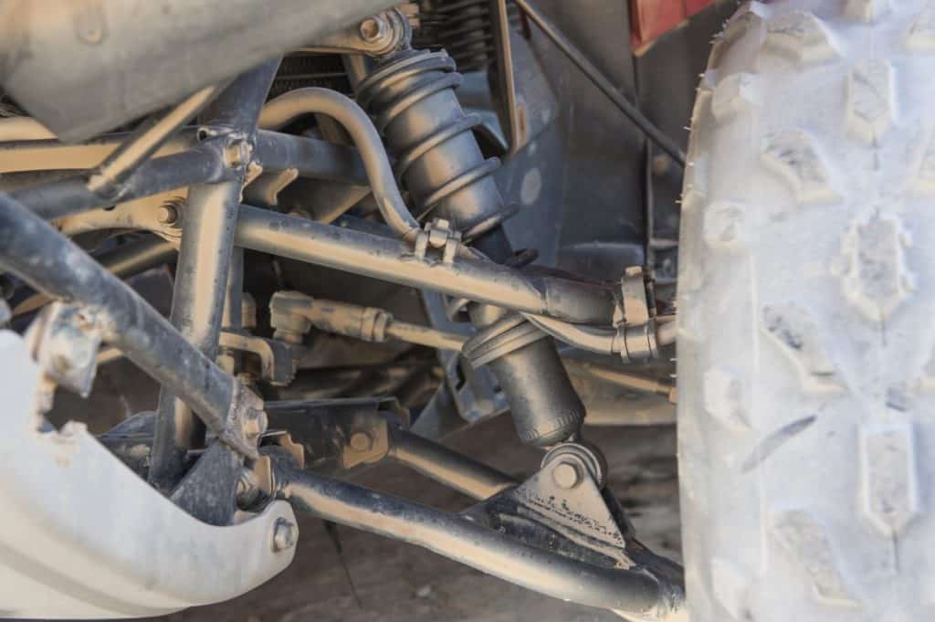 Closeup of ATV chassis suspension